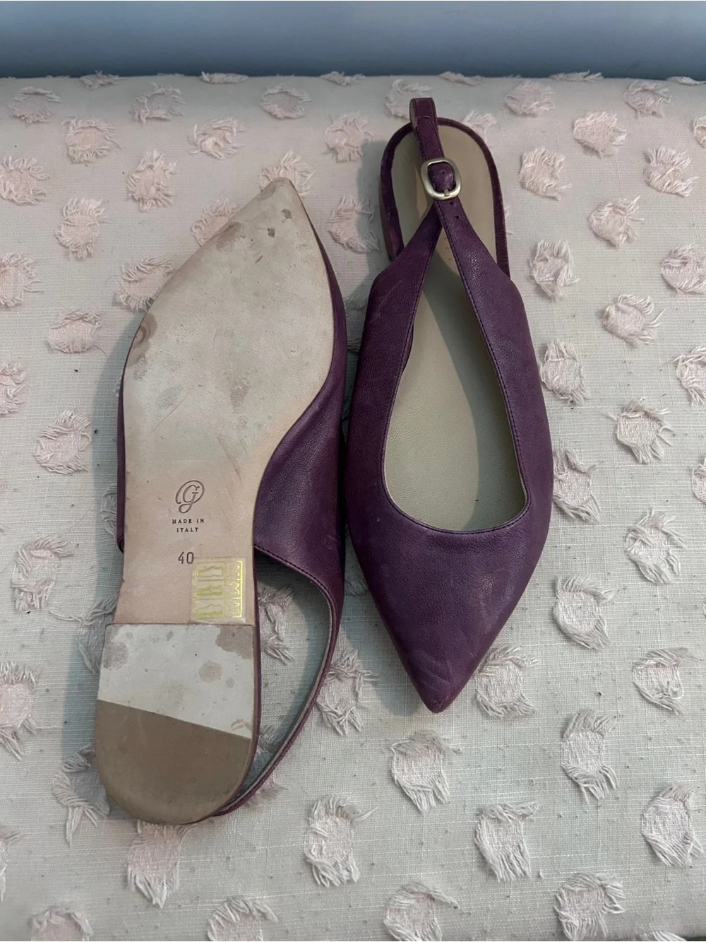 Pointed Slingback Flats in Plum by MIMI